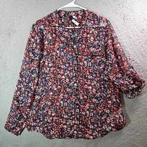 NEW‎ Kut Top Blouse Women XL Sheer Floral Print Multicolor NEW